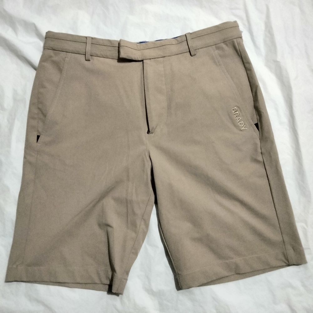 BRADY Structured Short Khaki Performance Men's Golf Shorts Green Sz 32(Act Sz33)
